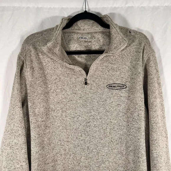Realtree Sweater Men's Large Brown Grey 1/4 Zip Long Sleeve Polyester Pullover - Picture 2 of 11